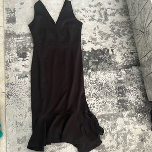 Allegra K black sleeveless midi ruffle hem dress